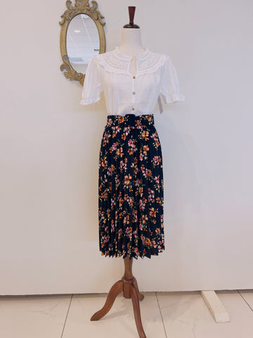 Navy Floral Skirt