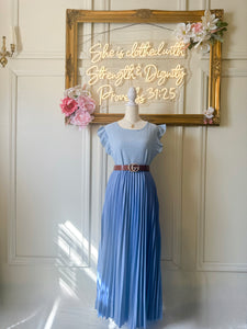Blue Pleated Skirt