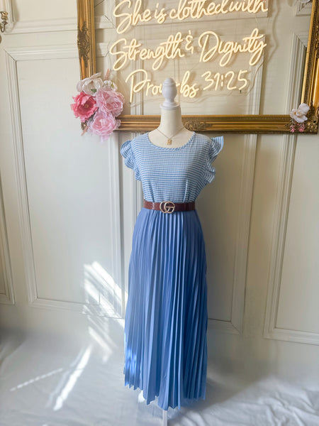 Blue Pleated Skirt