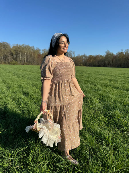 Beige Floral Dress