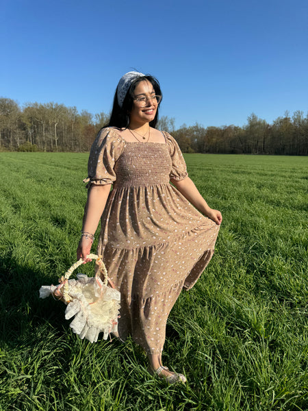 Beige Floral Dress
