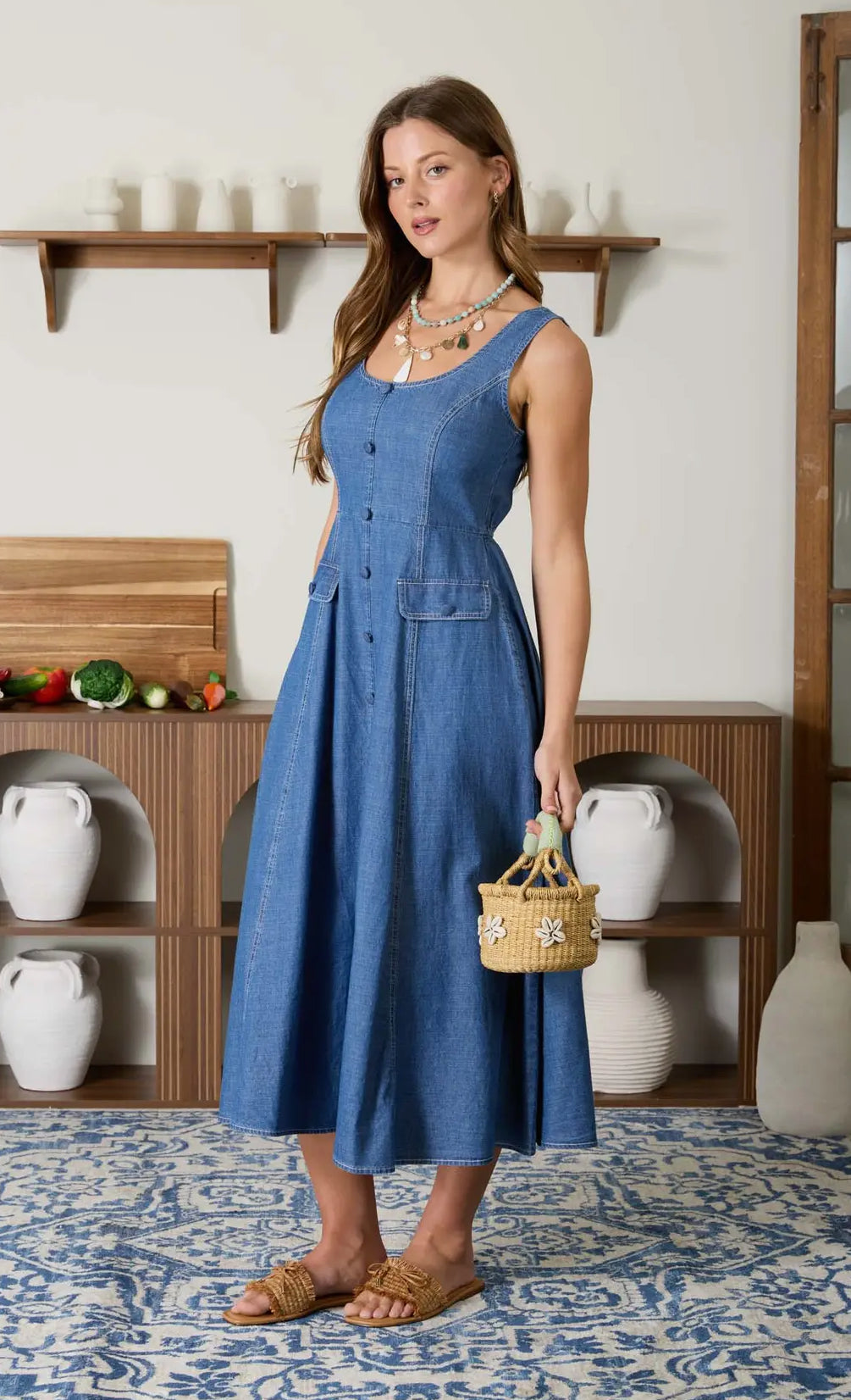 denim scoop neck dress The Scoop Neck Mini Dress