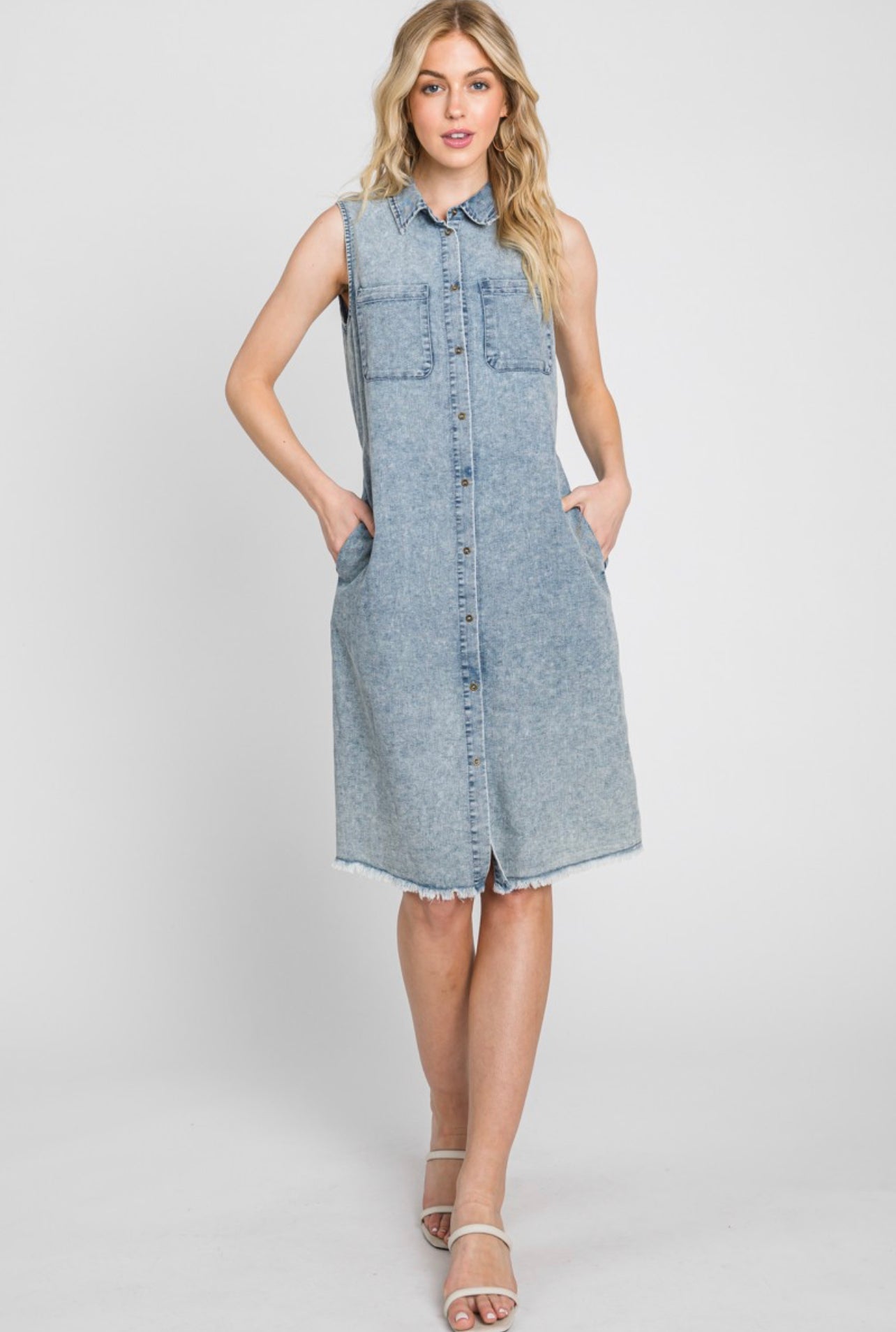 Denim Button Dress